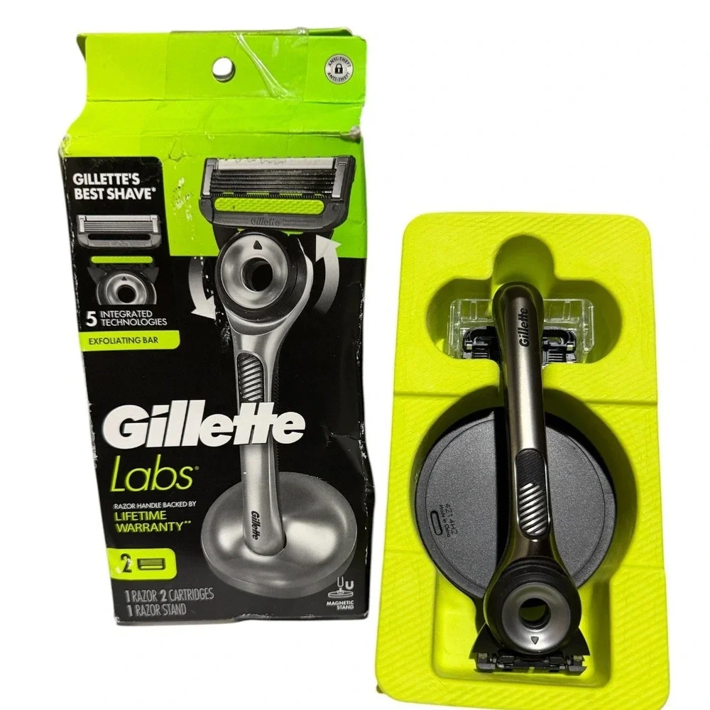 Gillette Labs Razor 5 Blades Exfoliating Bar Magnetic stand -  2 cartridges